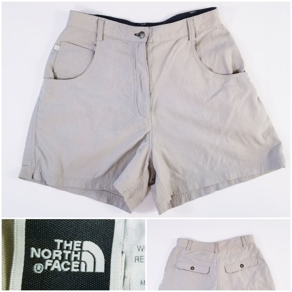 WOMENS THE North Face khaki HIKING SHORTS Size 10 - 100% Nylon Beige